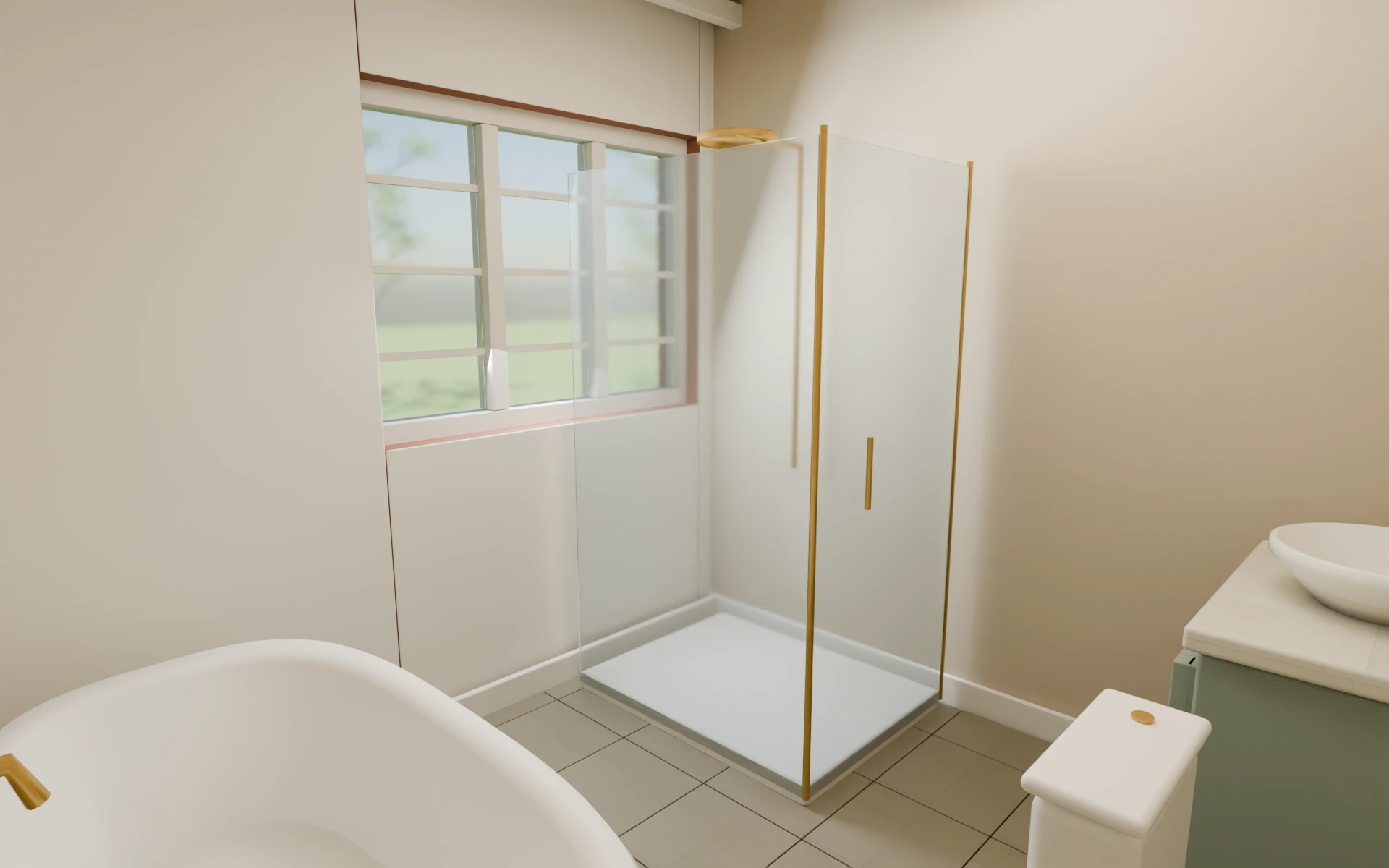 The master bathroom, rendered from the ASHCROFT Blender scene