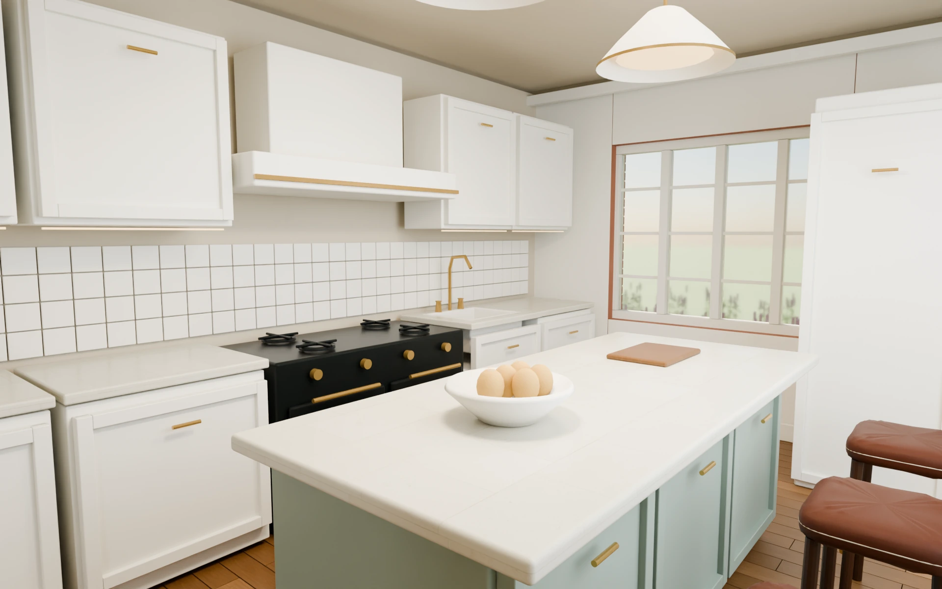 The fitted kitchen, rendered from the ASHCROFT Blender scene