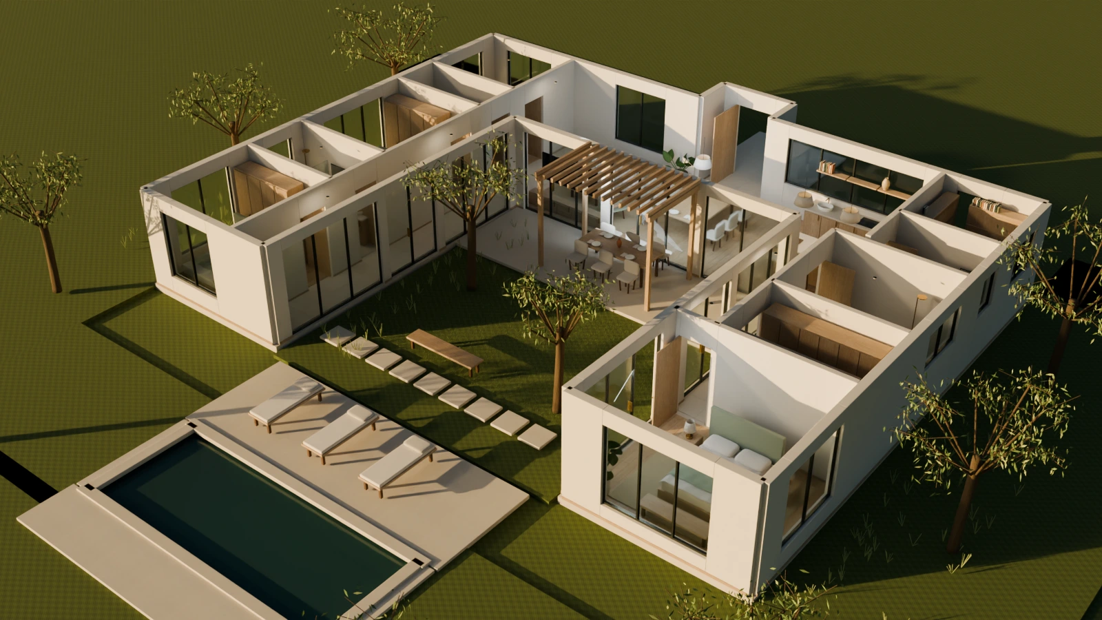 Blender render of LUMA Courtyard Villa